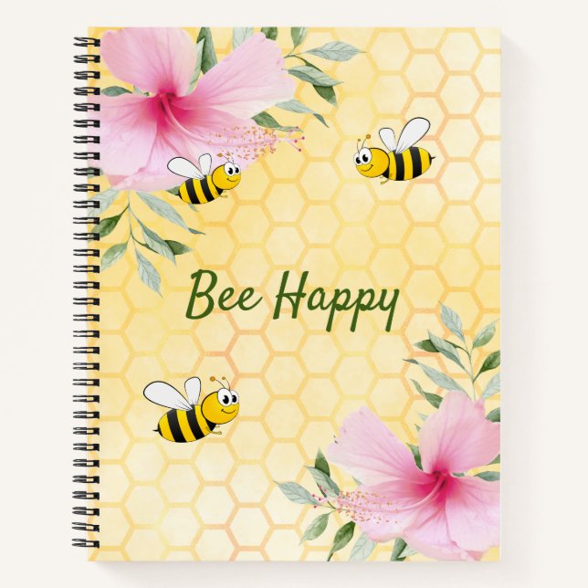 Cuaderno Bee Happy abejorros de abejas amarillas (Anverso)