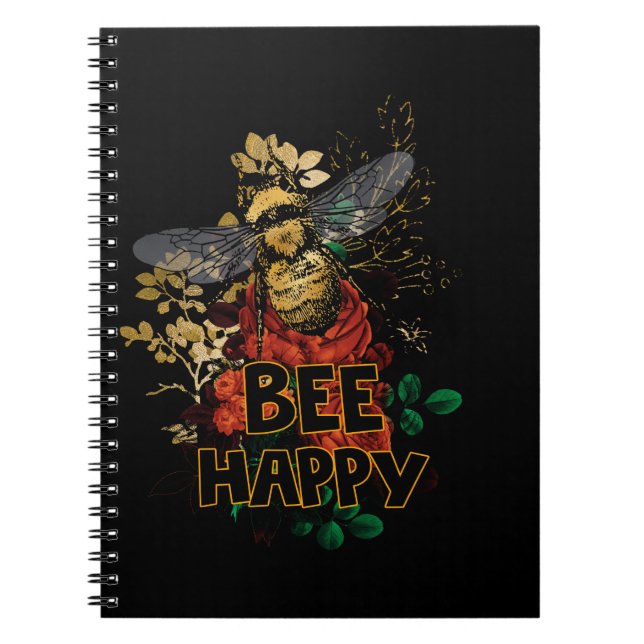 Cuaderno Bee Happy Colorful Bee and Flowers (Frente)