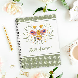 Cuaderno Bee Happy Folk Art Bumble Bee Notebook