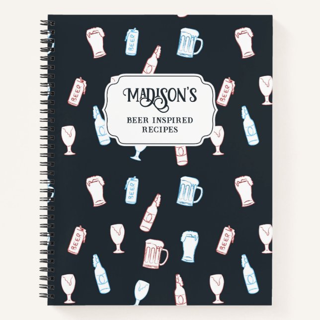 Cuaderno Beers Rustic Hand Drawn Whimsical Beer Recipe (Anverso)