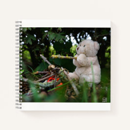 Cuaderno Beertje dat bij kampvuur zit.