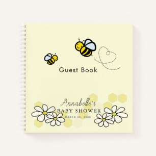 Cuaderno Bees & Daisies White Baby Shower Guest Book