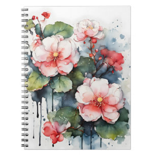 Cuaderno Begonia - Flores de acuarela