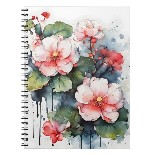 Cuaderno Begonia - Flores de acuarela (Frente)