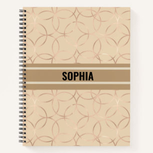 Cuaderno Beige de patrón de círculo simple con su nombre