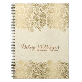 Cuaderno Beige & Gold Floral Paisley Lace