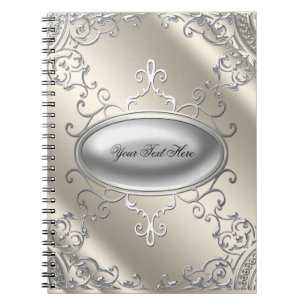 Cuaderno beige marfil plateado elegante