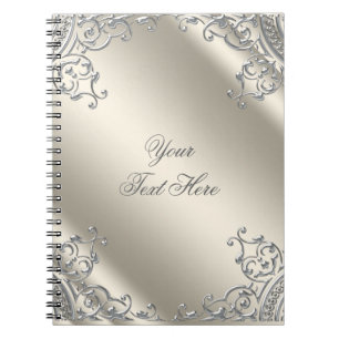 Cuaderno beige marfil plateado elegante