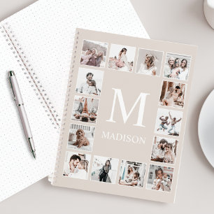 Cuaderno Beige personalizado Collage de fotos personalizado