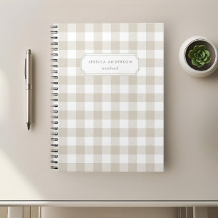 Cuaderno Beige rústico moderno a cuadros búfalo