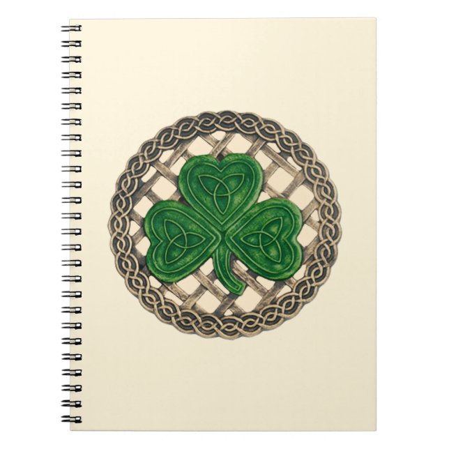 Cuaderno Beige Shamrock en bloc de notas en espiral de nudo (Frente)