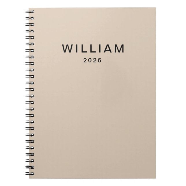 Cuaderno Beige y Monograma personalizados| Personalizado el (Frente)