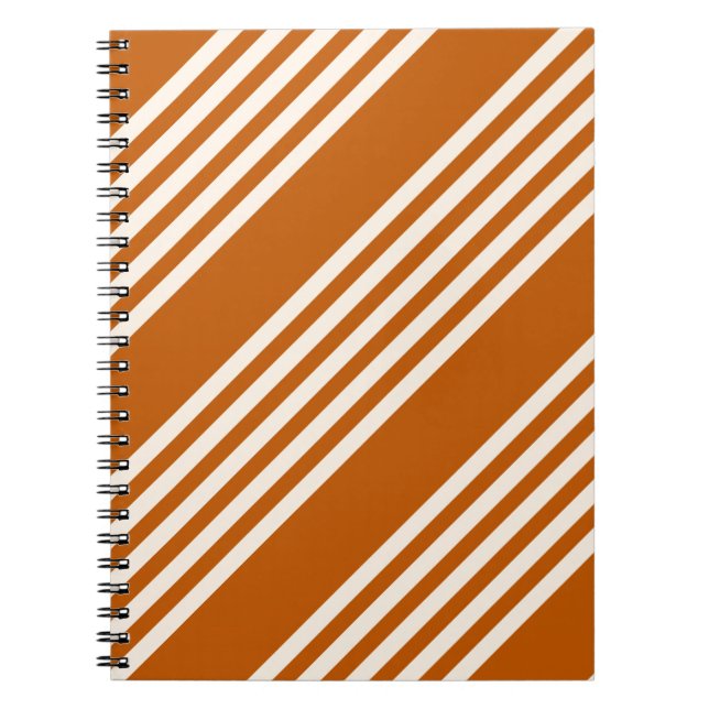 Cuaderno Beige y naranja quemado patrón de cinco rayas (Frente)