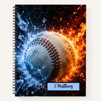 Cuaderno Béisbol de Nombre Personalizado Moderno
