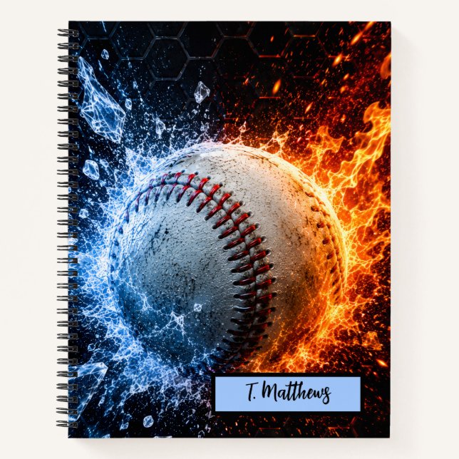 Cuaderno Béisbol de Nombre Personalizado Moderno  (Anverso)