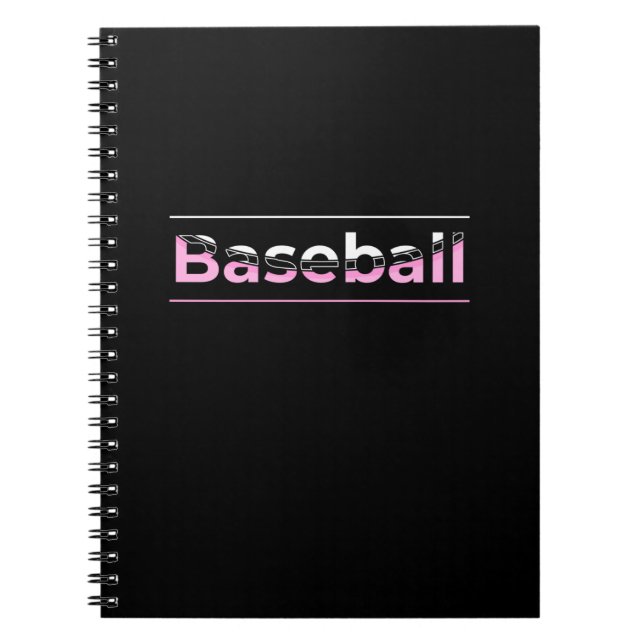 Cuaderno Béisbol para niñas - Tipografía geométrica rosa (Frente)