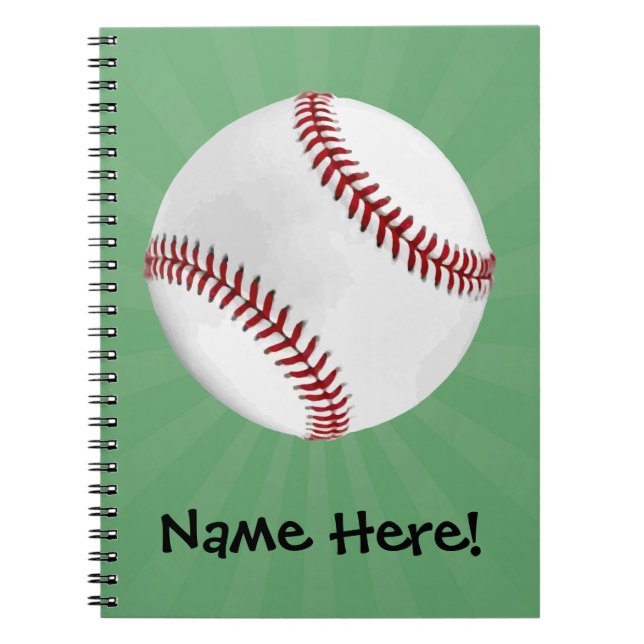 Cuaderno Béisbol personalizado en niños verdes (Frente)