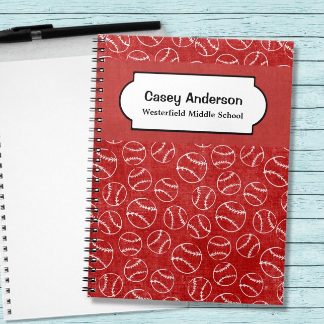 Cuaderno Béisbol rojo y blanco personalizado (Subido por el creador)