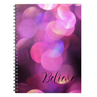 Cuaderno "Believe" Black Script, Purple Sparkles Journal