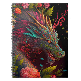 Cuaderno Bella computadora portátil de dragón floral