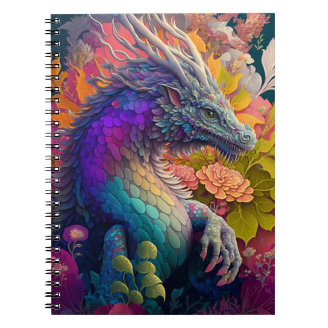 Cuaderno Bella computadora portátil de dragón floral (Frente)