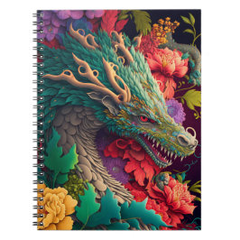 Cuaderno Bella computadora portátil de dragón floral