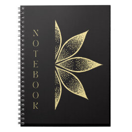 Cuaderno Bella computadora portátil negra con diseño de oro