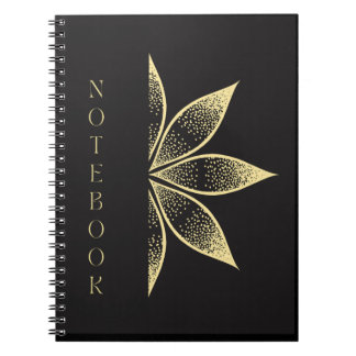 Cuaderno Bella computadora portátil negra con diseño de oro