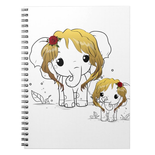 Cuaderno Bella elefante bebé hembra con pelo amarillo (Frente)