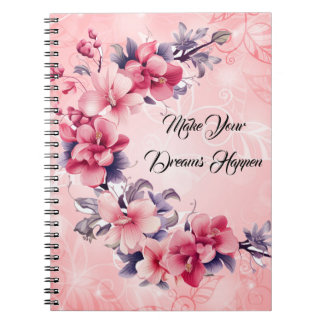 Cuaderno bella espiral de flores chinas rosadas