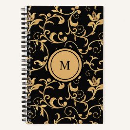 Cuaderno Bella funda portátil Gold Black Royal Damask Spira