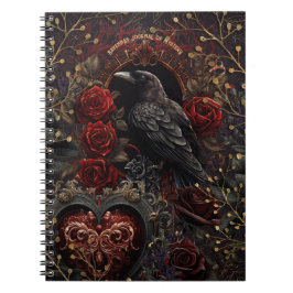 Cuaderno Bella gótica oscura Roses Roses Rojos Pájaro de cu