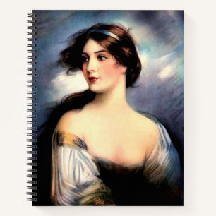 Cuaderno bella mujer victoriana con viento