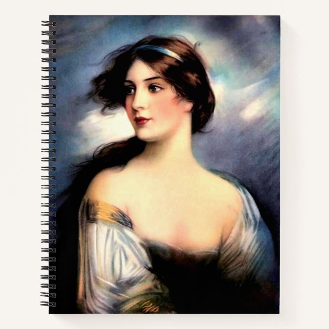 Cuaderno bella mujer victoriana con viento (Anverso)