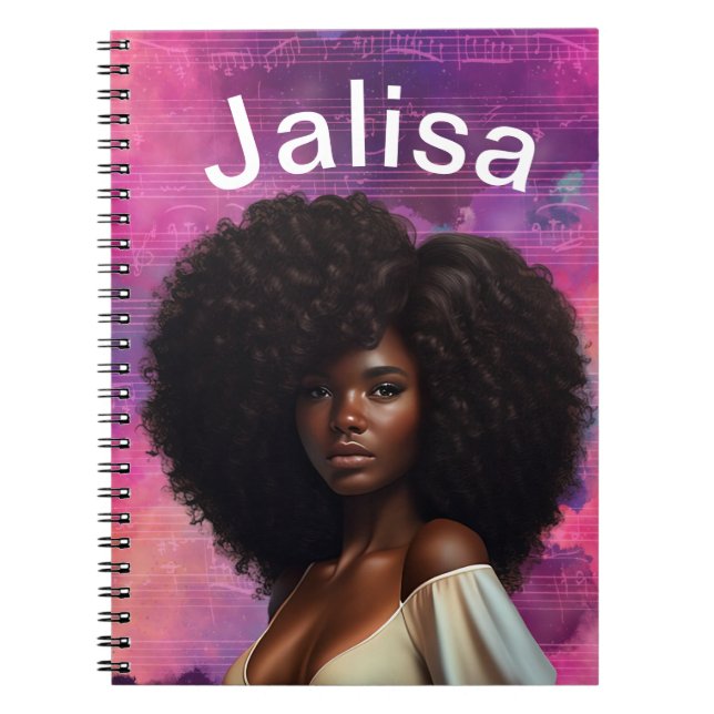 Cuaderno Bella portada personalizada para mujer negra (Frente)