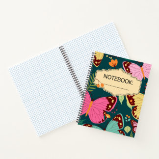 Cuaderno Bellas mariposas y flores para portátiles en espir