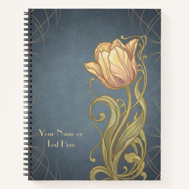 Cuaderno Belle Époque Botanicals: Art Nouveau Pink Tulip (Anverso)