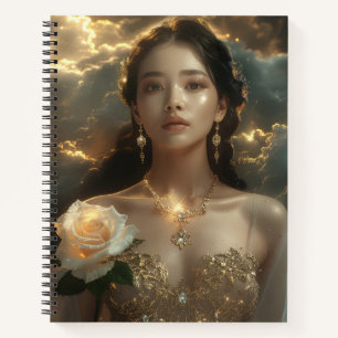Cuaderno Belleza asiática con rosa blanca