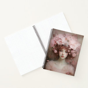 Cuaderno Belleza Auburn - Retrato y flores de una mujer