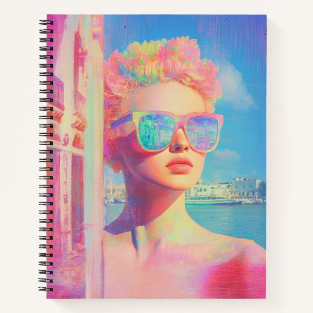 Cuaderno Belleza costera neón con gafas de sol (Anverso)