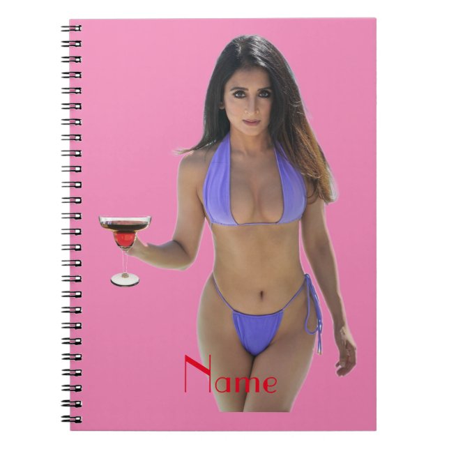 Cuaderno Belleza de bikini de pelo negro Thunder_Cove (Frente)