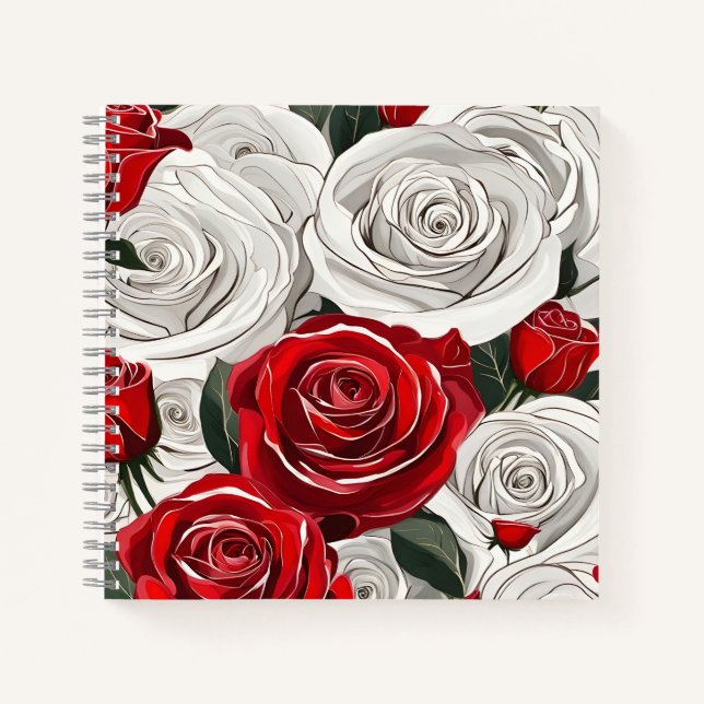 Cuaderno Belleza de Rosa Roja y Blanca (Anverso)