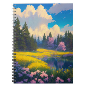 Cuaderno Belleza en el prado de flores amarillas