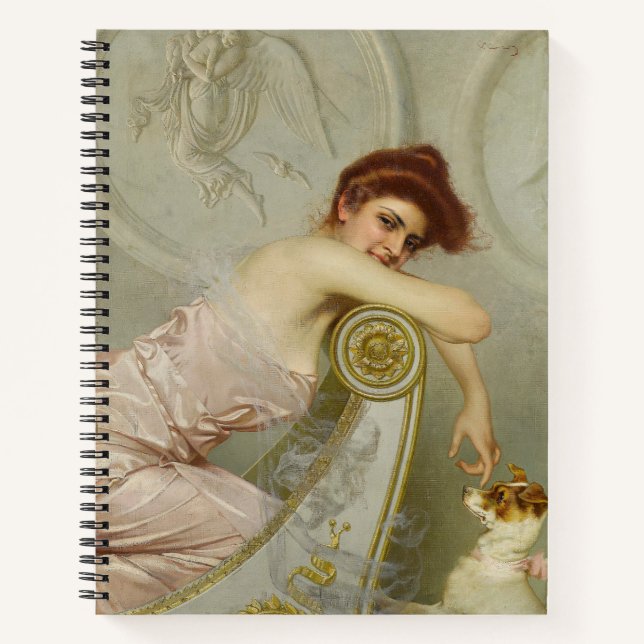Cuaderno Belleza femenina joven y de moda con su perro pica (Anverso)