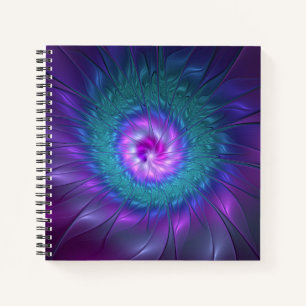 Cuaderno Belleza floral abstracta arte fractal colorido Flo