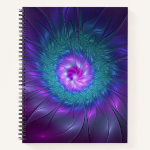 Cuaderno Belleza floral abstracta arte fractal colorido Flo