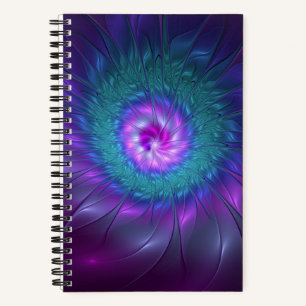 Cuaderno Belleza floral abstracta arte fractal colorido flo