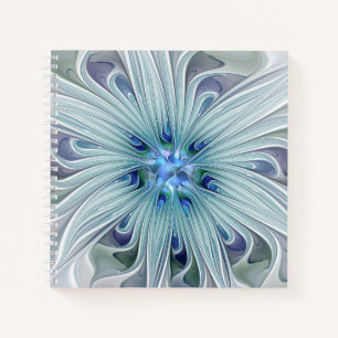 Cuaderno Belleza floral abstracta flor pastel azul moderna