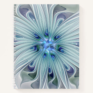 Cuaderno Belleza floral Resumen Flor Pastel azul moderno