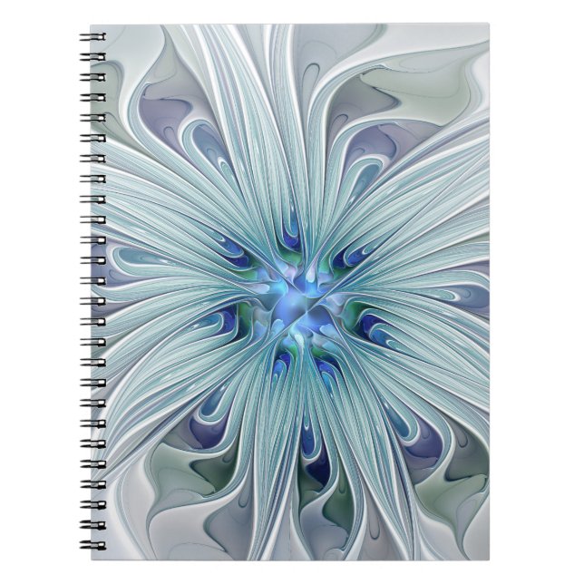 Cuaderno Belleza floral Resumen Flor Pastel azul moderno (Frente)
